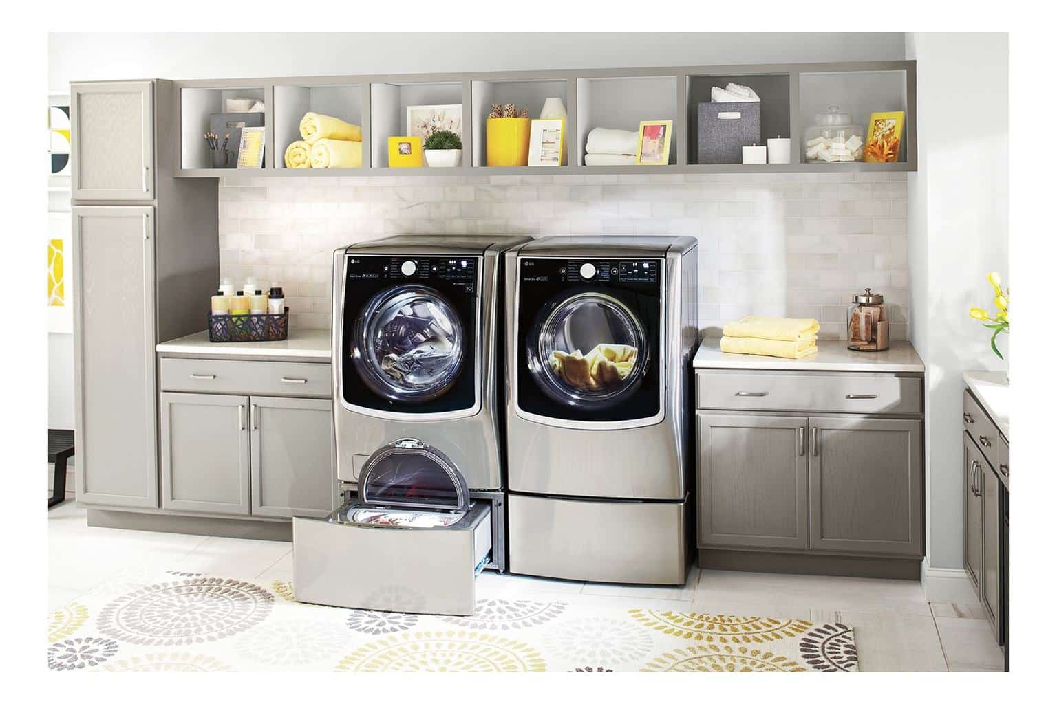 LG washer and dryer from Best Buy in laundry room 5 Ways to Reduce Laundry Overwhelm