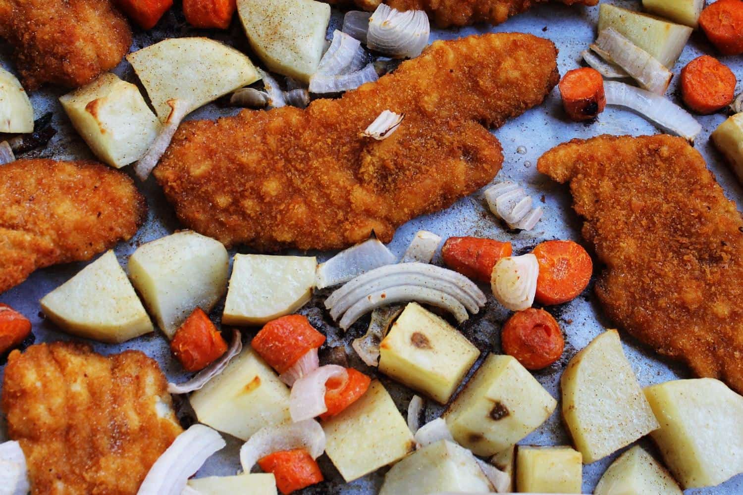 30Minute Breaded Chicken With Roasted Veggies