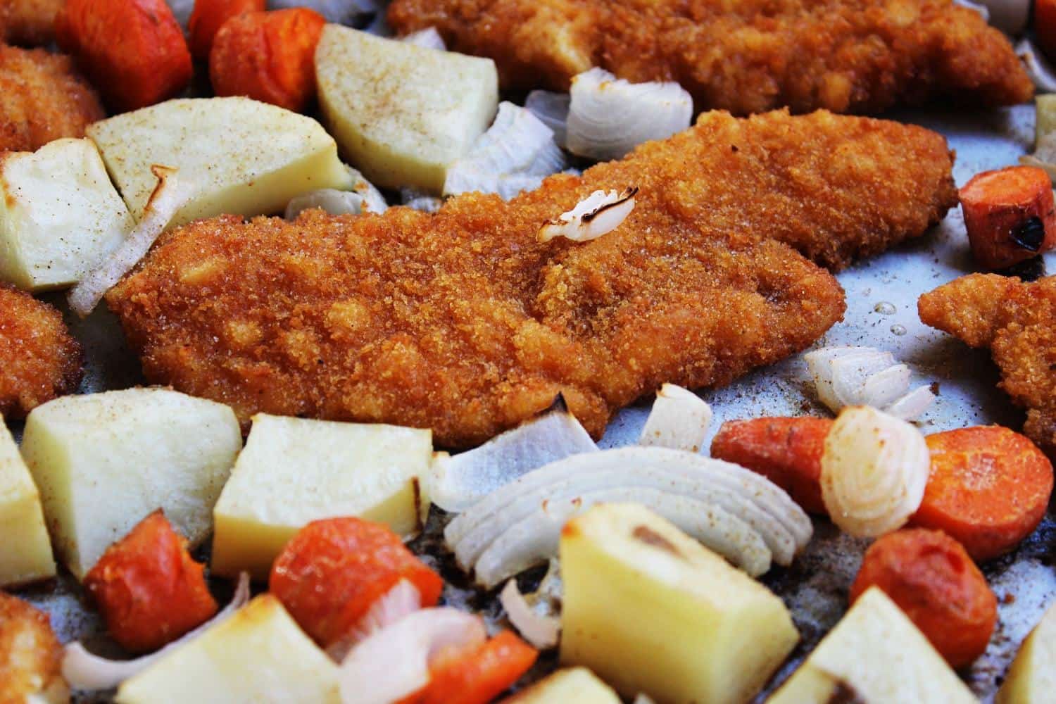 30Minute Breaded Chicken With Roasted Veggies