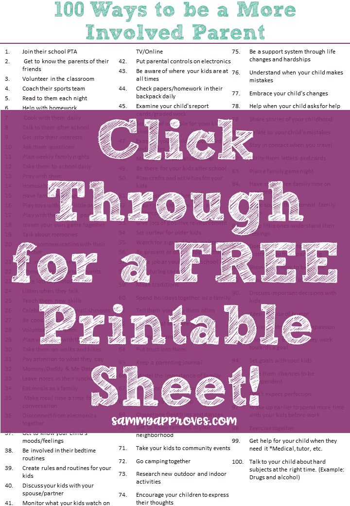 100 Simple Ways to be More Involved in Your Child's Life