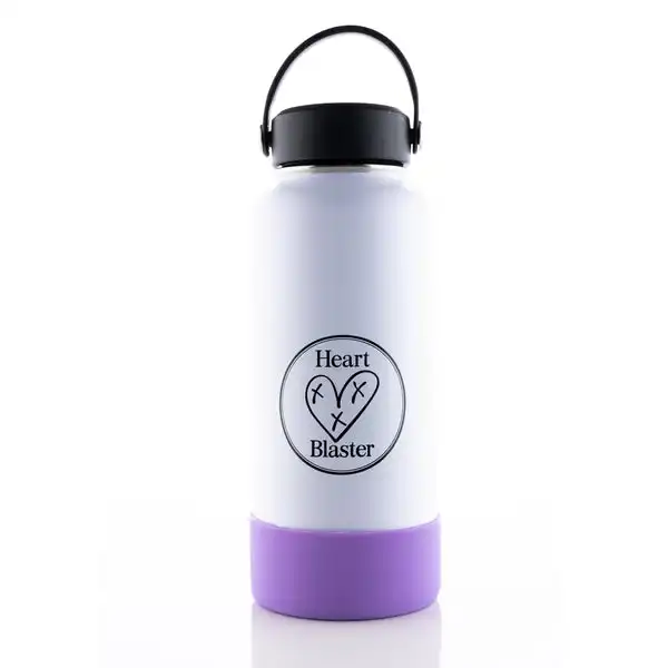 HB Insulated Water Bottle (white) Boot (Purple) - Heart Blaster