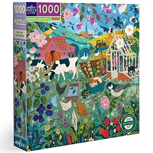 eeBoo: Piece and Love English Hedgerow 1000 Piece Puzzle