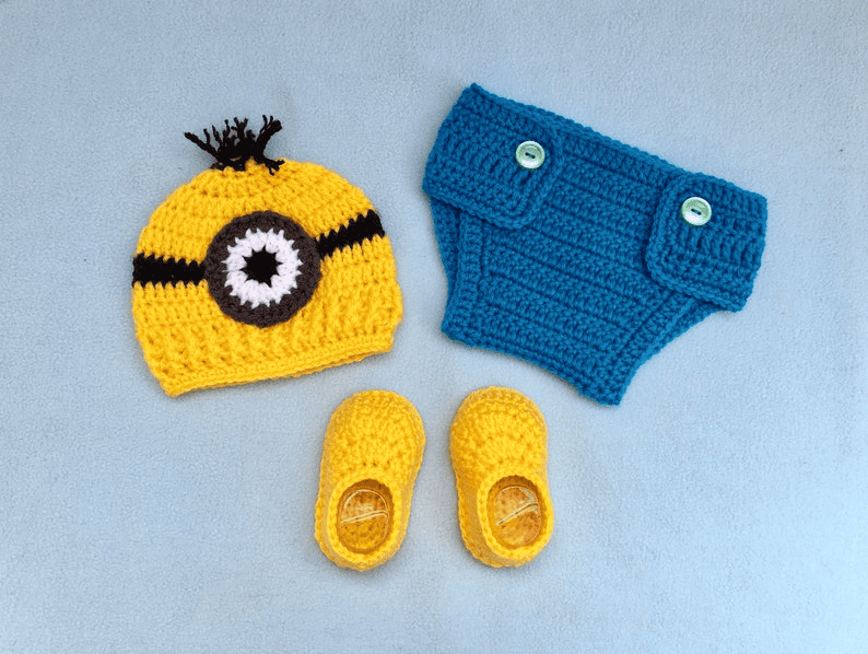 Crochet Minion baby photo prop