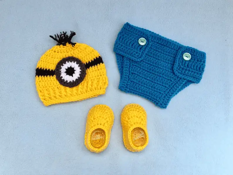 Crochet Minion baby photo prop