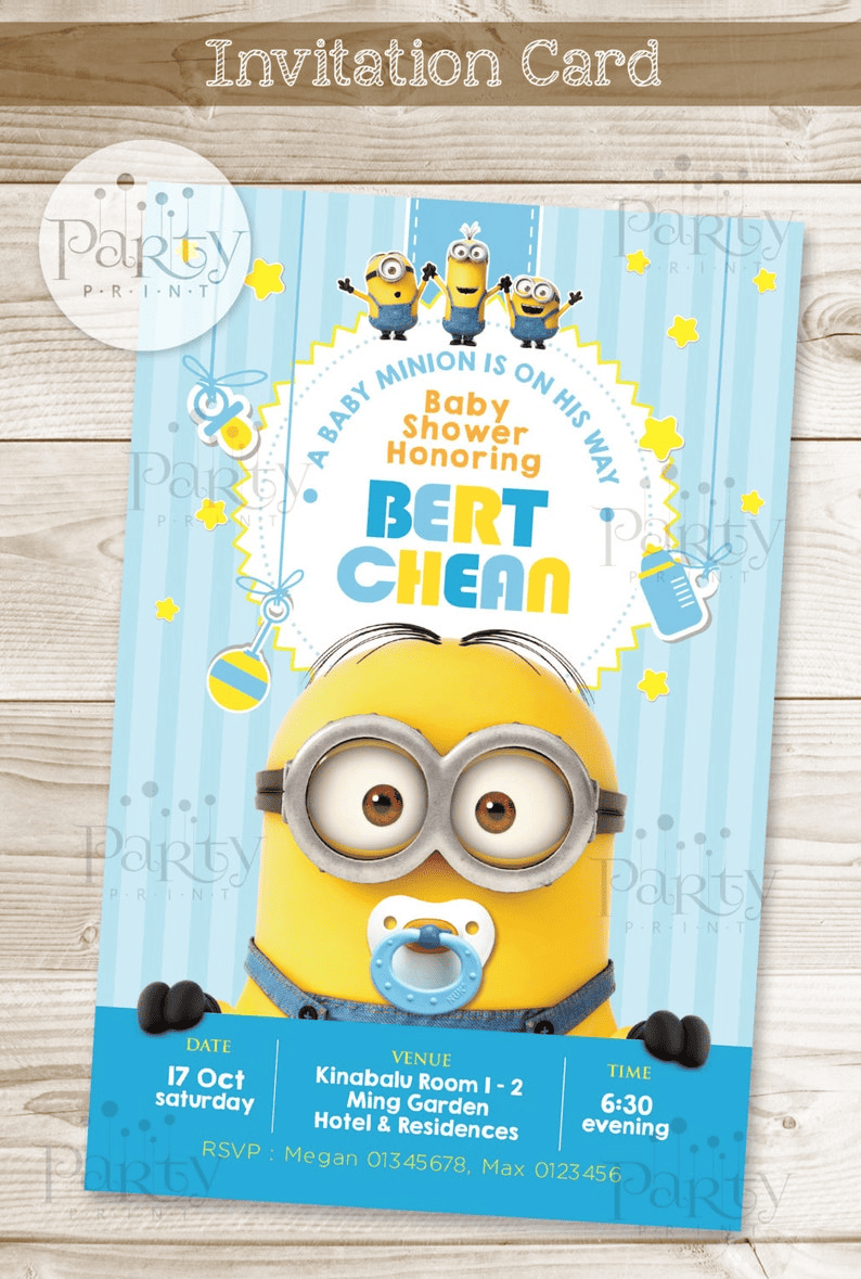 Print-It-Yourself (Digital Copy) Minions Baby Shower Invitation