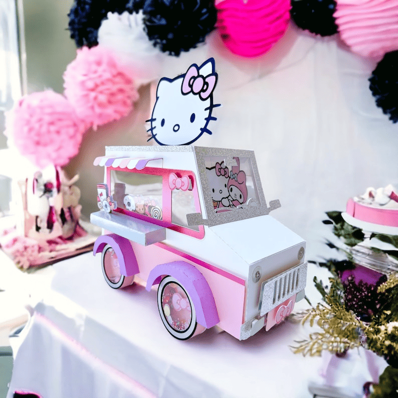 Pink Kitty Truck Center Piece