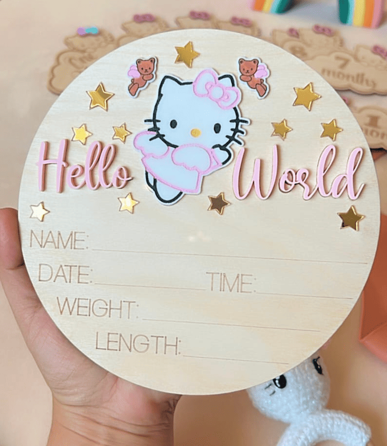 Hello Kitty Baby Announcement Sign - Etsy