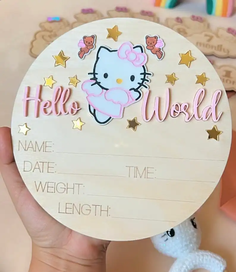 Hello Kitty Baby Announcement Sign - Etsy