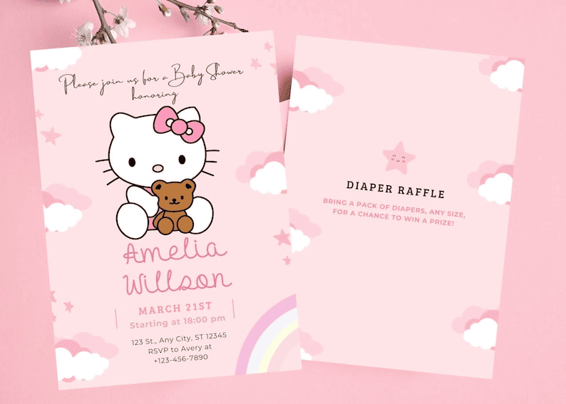 Editable Kitty Baby Shower Invitation