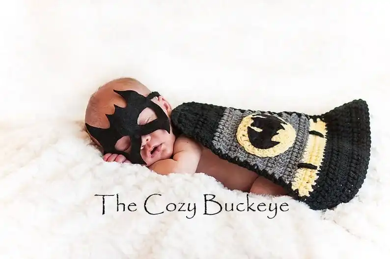 Preemie or Newborn Baby Bat Superhero Costume Superhero Cape