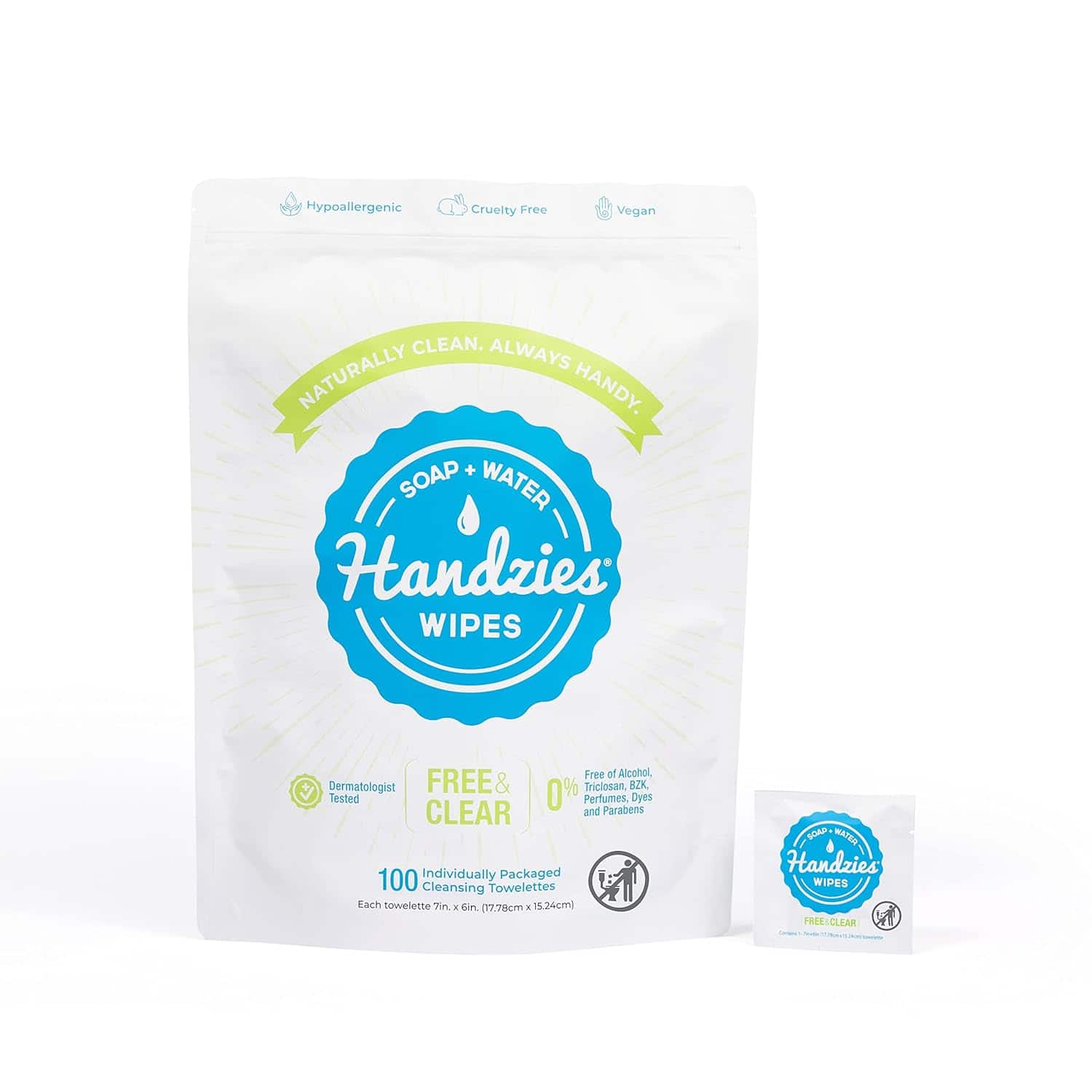 Handzies Natural Soap and Water Wipes