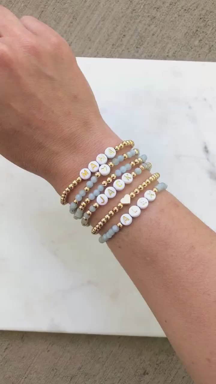 Aquamarine Custom Name Bracelets | Simply Stated