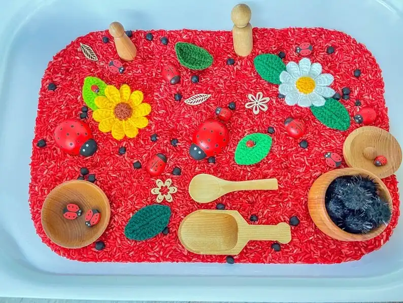 Ladybug Spring Sensory Bin