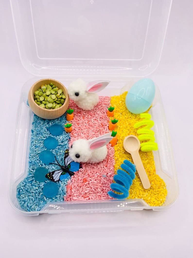 Bunny Rabbit Themed Sensory Bin
