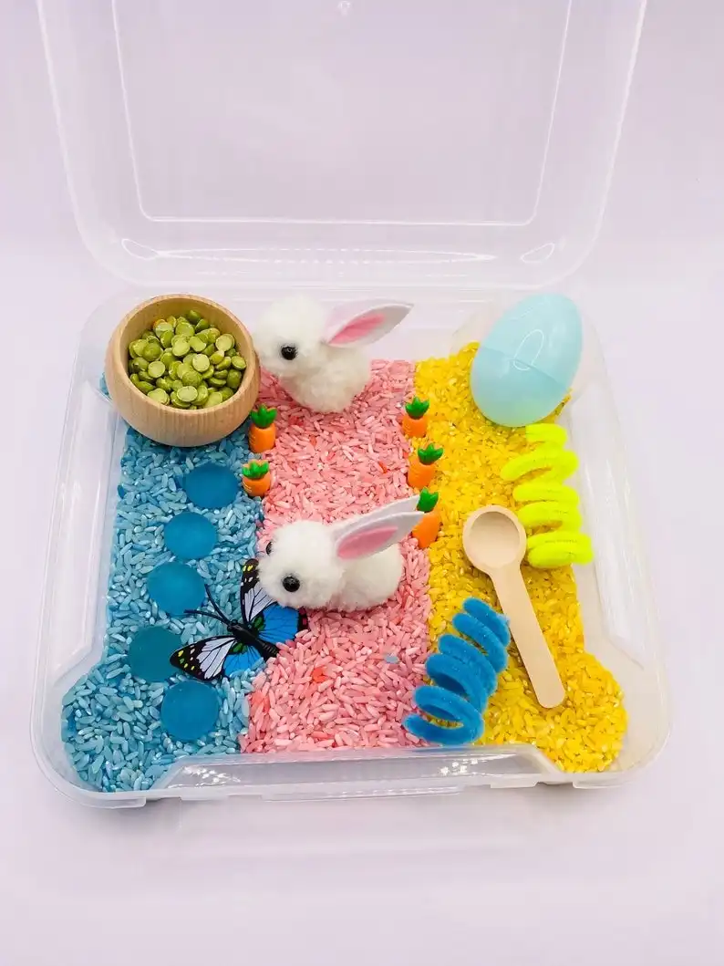 Bunny Rabbit Themed Sensory Bin