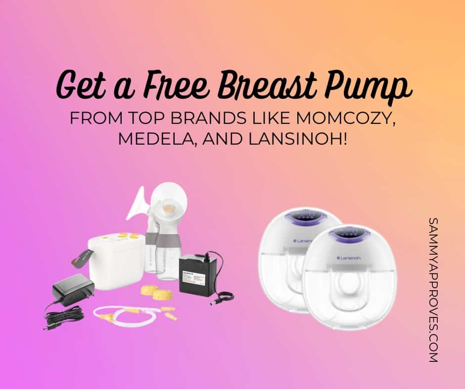 collage of available free breast pumps for new and expecting moms.