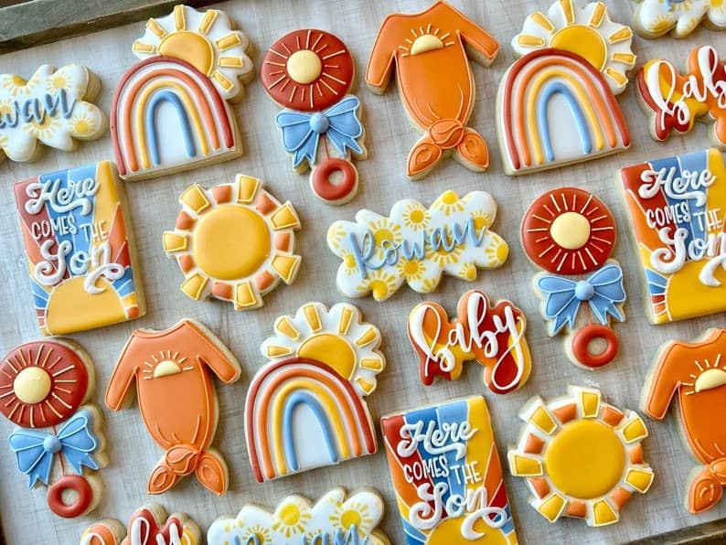 Here Comes the Son Baby Shower Royal Icing Cookies