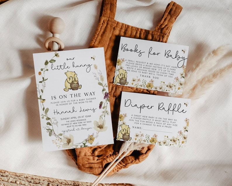 Classic Winnie the Pooh Baby Shower Invitation