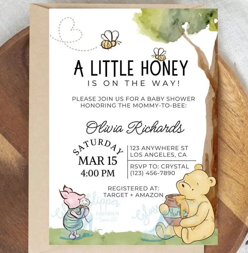 Winnie the Pooh Baby Shower Invitation