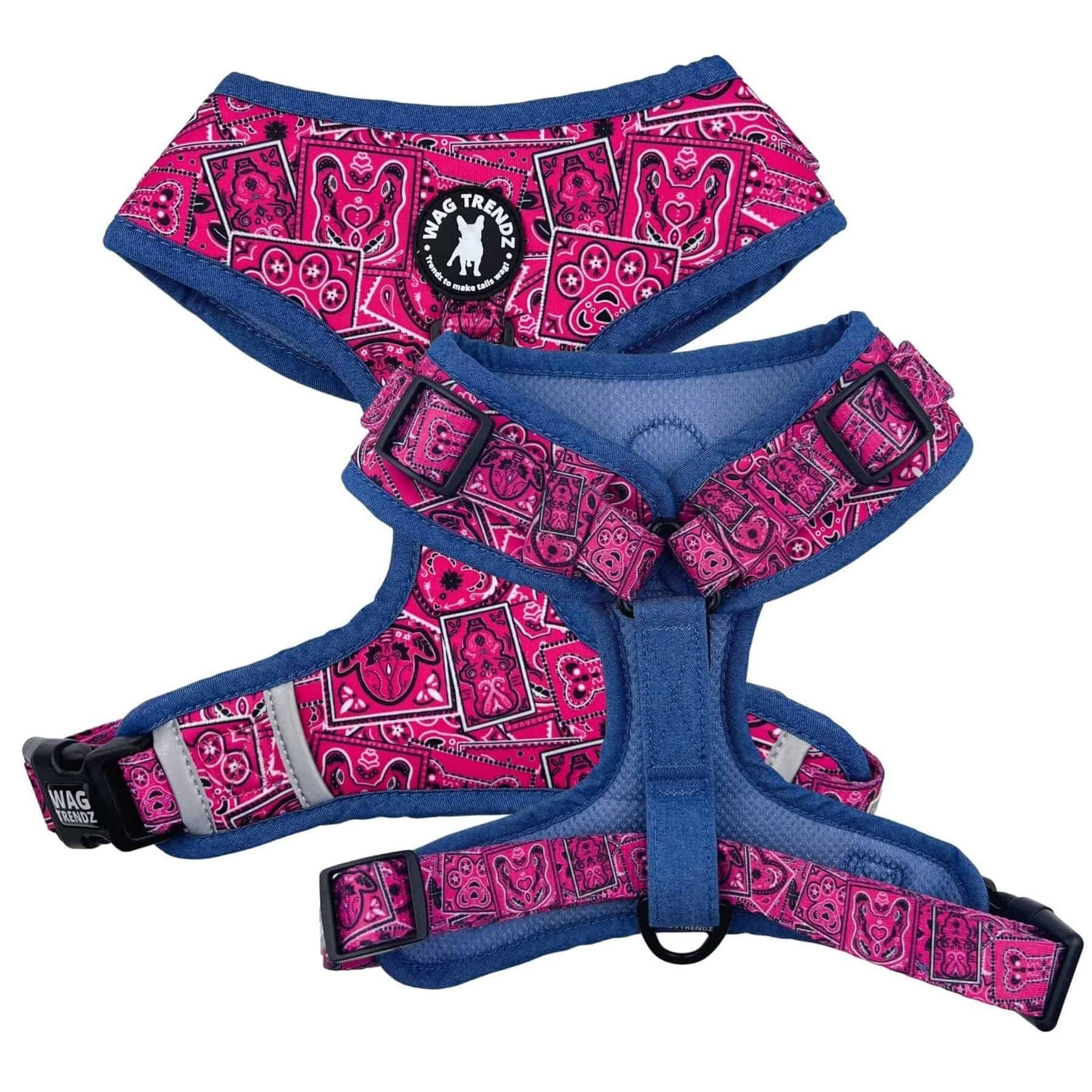 No Pull Dog Harness - Bandana Boujee - Hot Pink | Wag Trendz