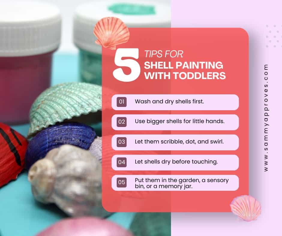 tips for shell painting with toddler