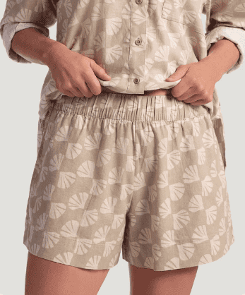 Women's Sullivan's Short - Sea Scallop Print Desert Tan Free Fly Apparel